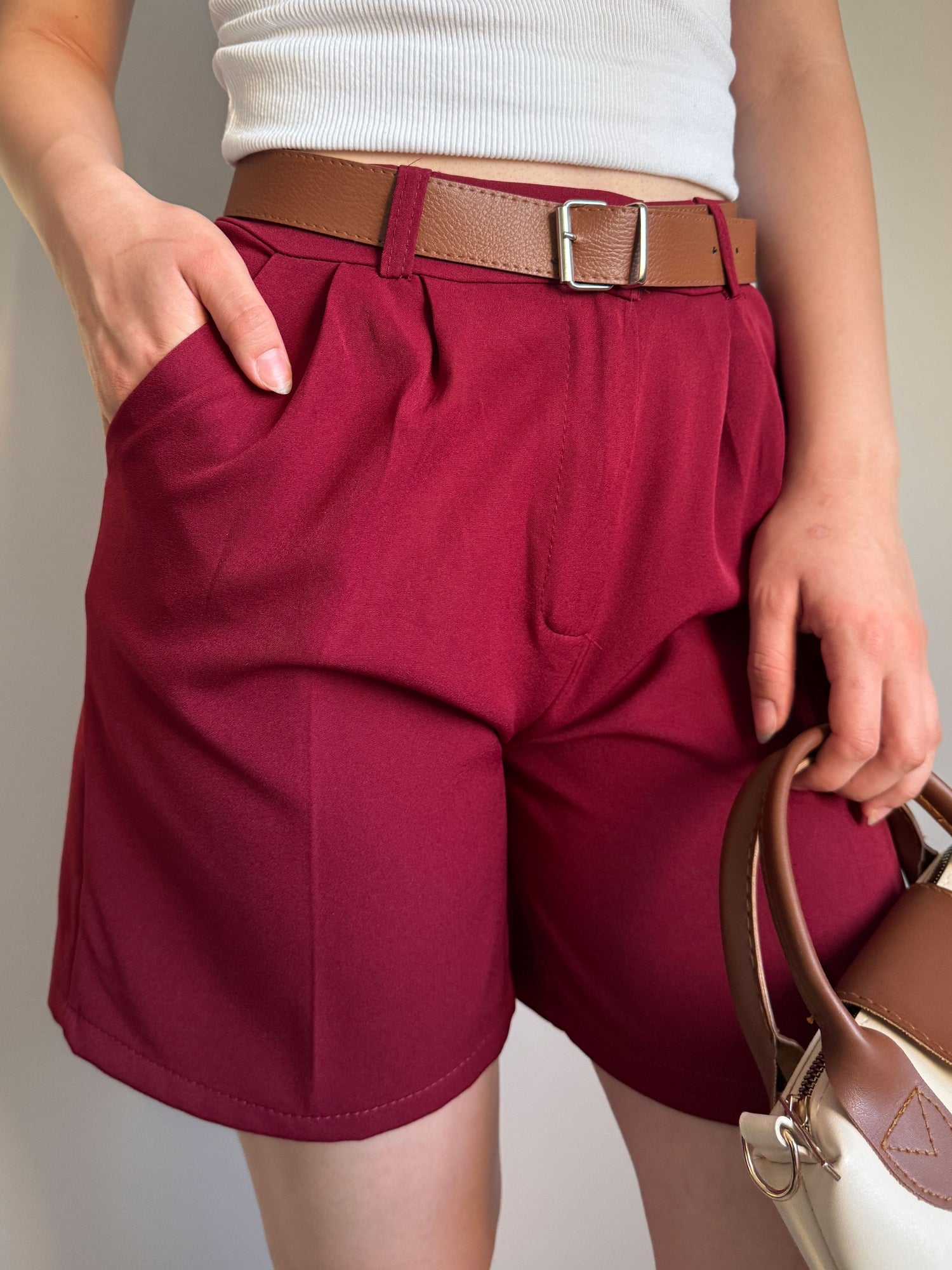 High Waist Belted Cotton Shorts for Effortless Comfort